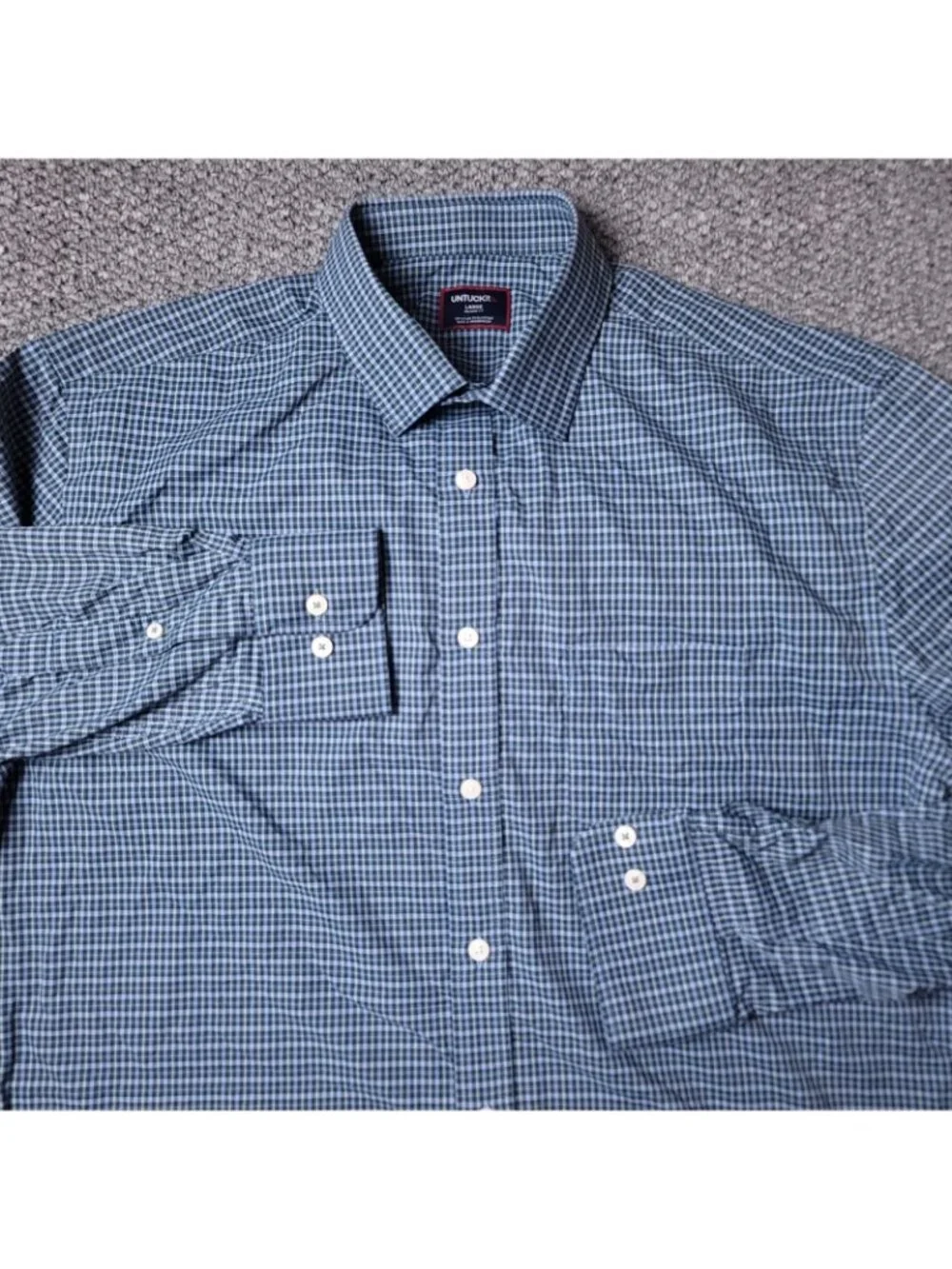 UNTUCKit Delune Shirt Mens L Large Relaxed Blue Button Long Sleeve